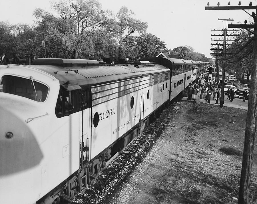Passengers Exit North Western Line - 1960 Photograph by Chicago and North Western Historical Society