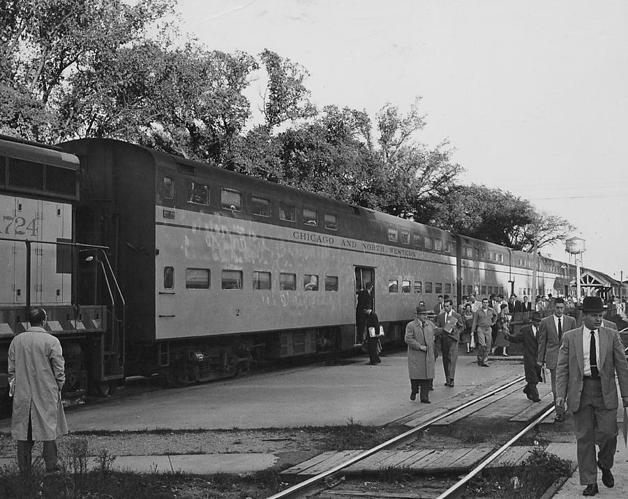 Passengers Exit Train - 1958 Photograph by Chicago and North Western Historical Society