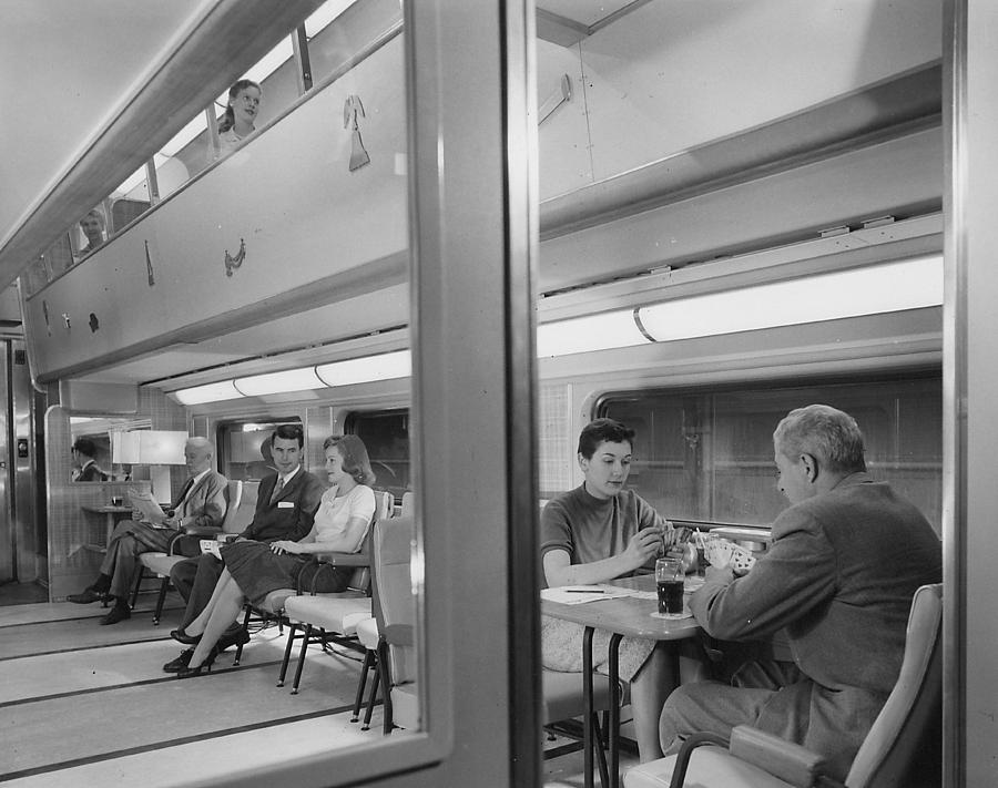 Passengers in Bilevel 400 Lounge Photograph by Chicago and North Western Historical Society