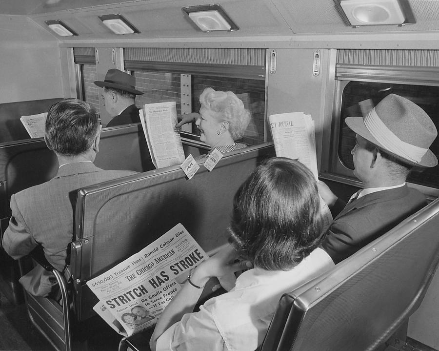 Passengers in Bilevel Car - 1958 Photograph by Chicago and North Western Historical Society