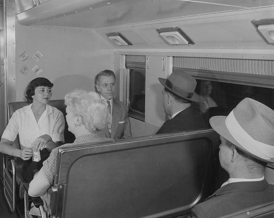 Passengers Inside Bilevel Car - 1958 Photograph by Chicago and North Western Historical Society