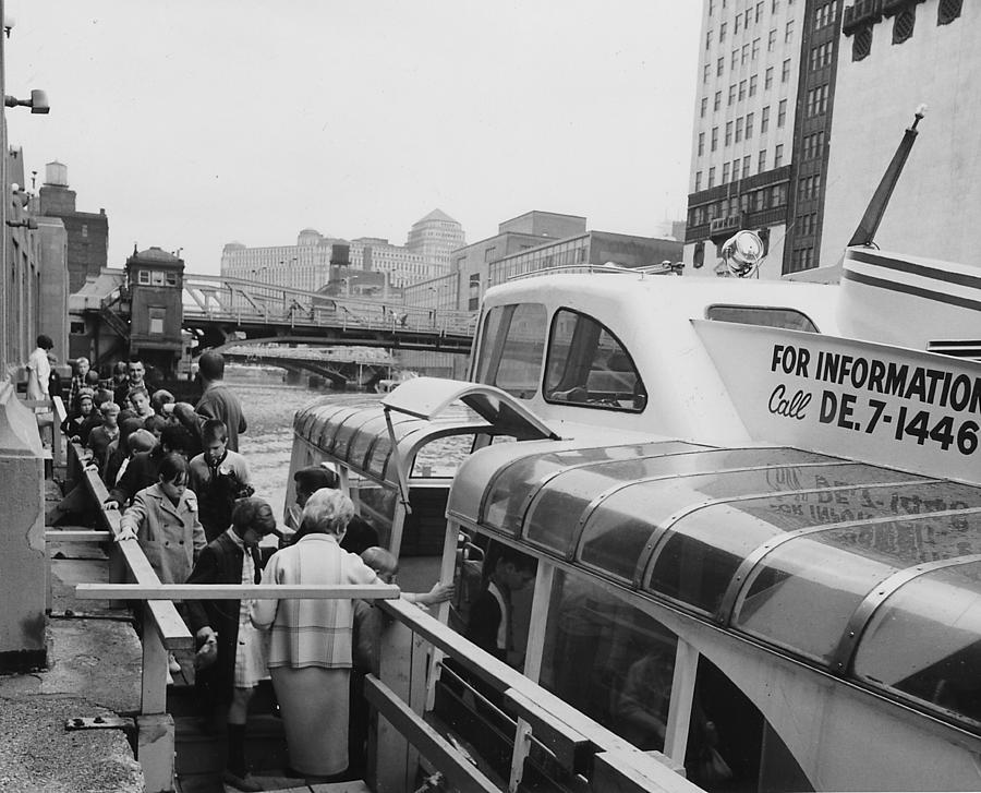 Passengers Line Up for Wendella Boat Trip Photograph by Chicago and North Western Historical Society