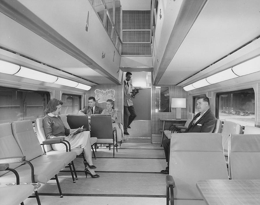 Passengers  Served in 400 Bilevel Lounge - 1958 Photograph by Chicago and North Western Historical Society