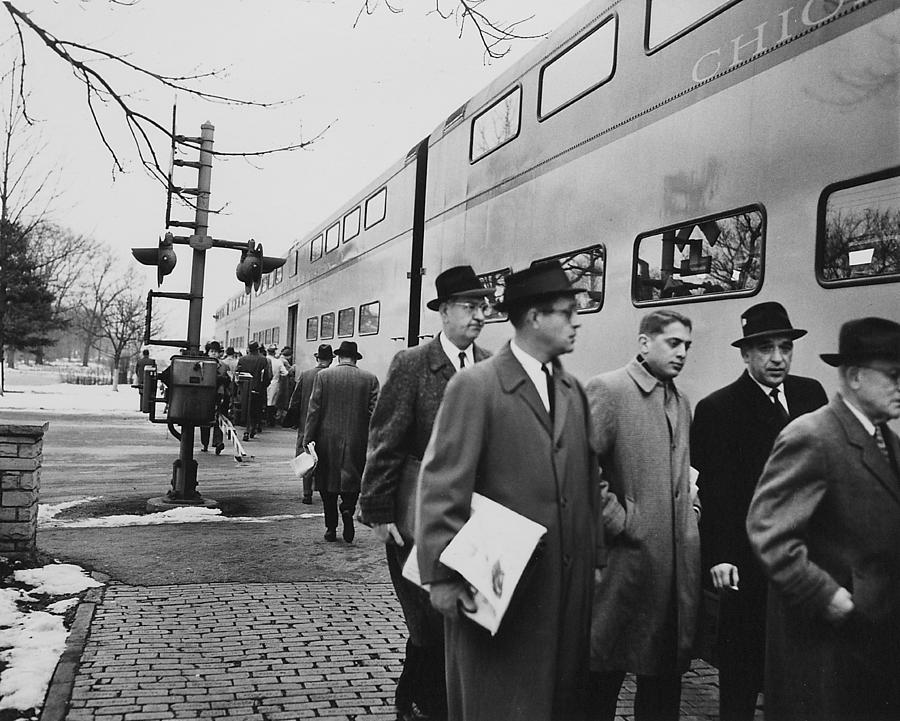 Passengers Step Off Diesel Engine - 1959 Photograph by Chicago and North Western Historical Society