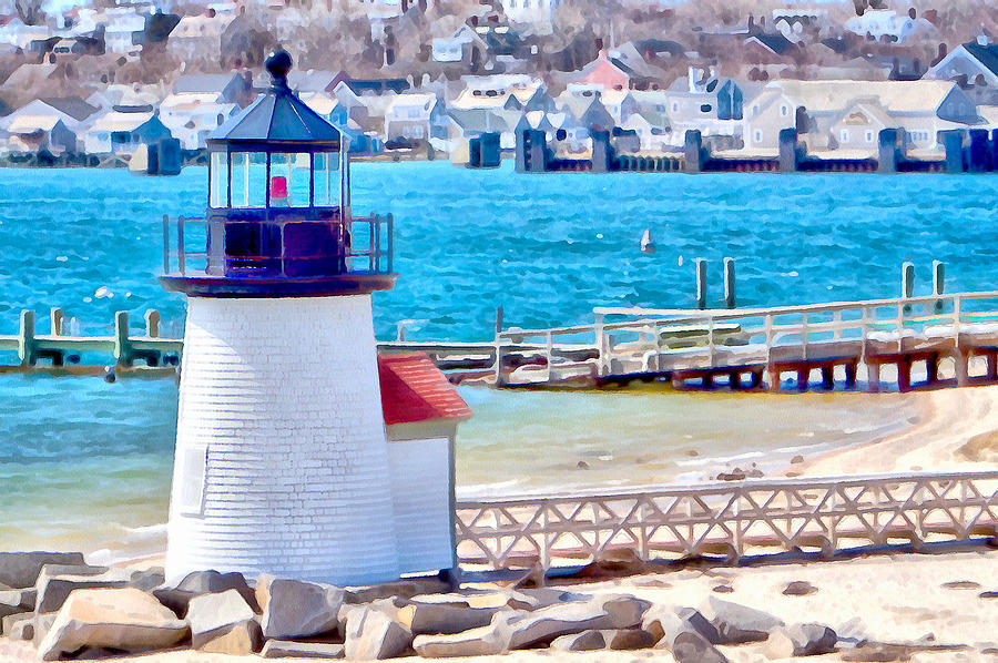 Lighthouse Photograph - Passing Brandt Point lighthouse by Jeff Folger