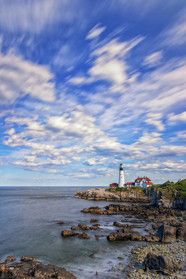 Passing Clouds at Portland Head Light Photograph by Kristen Wilkinson