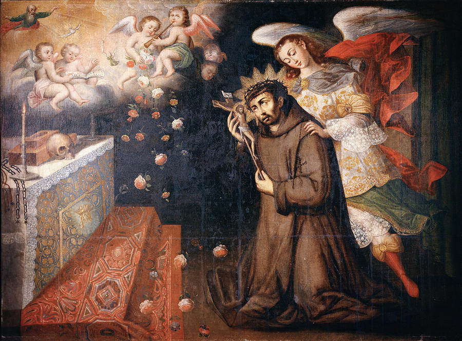 Passing of Saint John of God Painting by Attributed to Juan Zapaca Inga