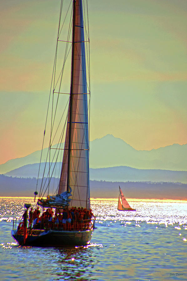 Seattle Photograph - Passing Sails by John Dauer