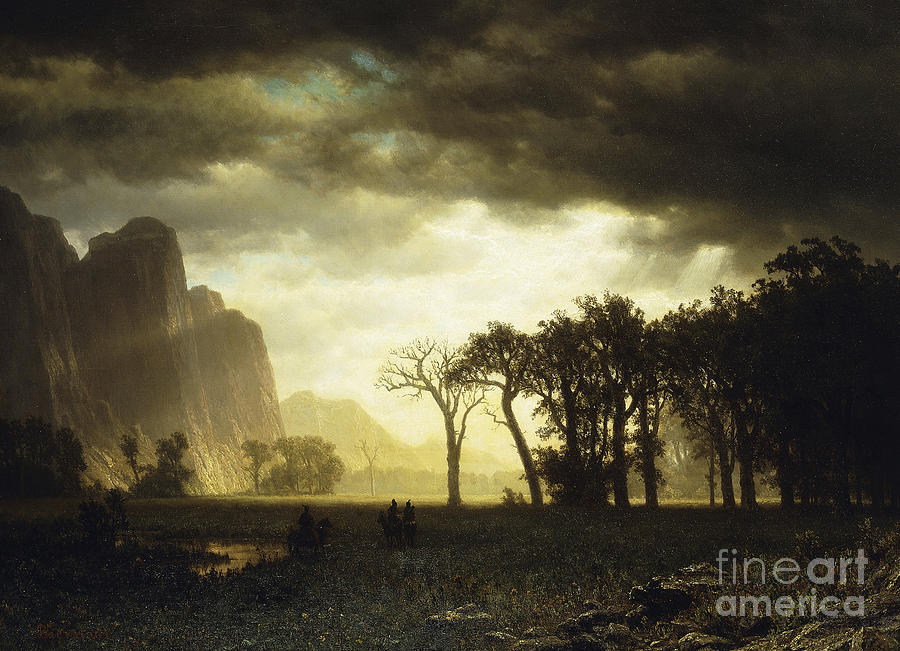Albert Bierstadt  Painting - Passing Storm In Yosemite by Celestial Images