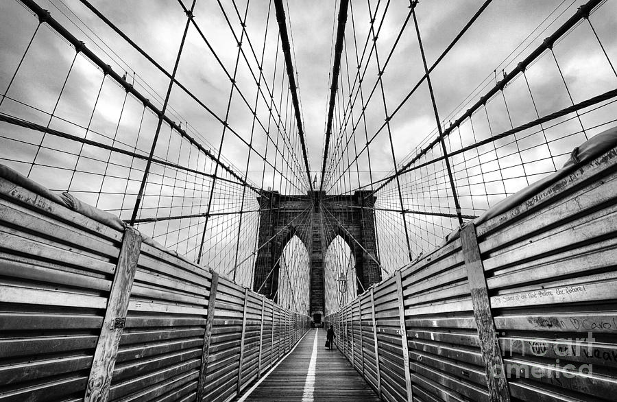 Brooklyn Bridge Photograph - Passing the future on your way there by John Farnan