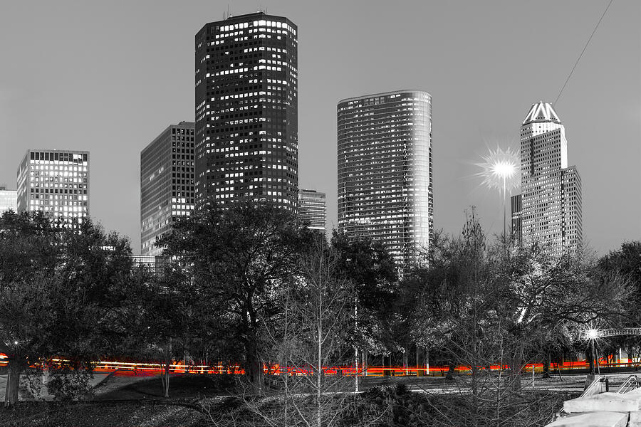 Architecture Photograph - Passing Through - Houston Texas - Selective Coloring by Gregory Ballos