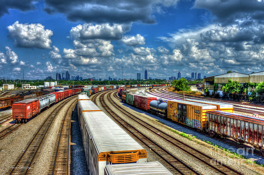 Passing Thru Atlanta Cityscape Train Parking Lot Art Photograph by Reid Callaway