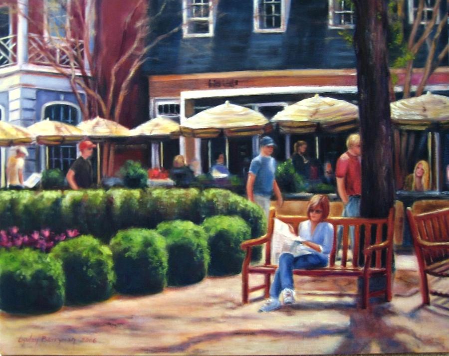 Colonial Painting - Passing Time on Merchants Square by Gulay Berryman