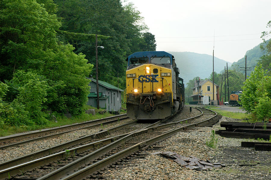 Train Photograph - Passing Train Historic Passenger Train Depot by Thomas R Fletcher