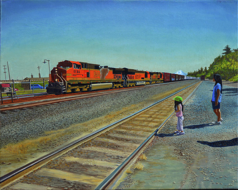 Passing Train Painting by Thu Nguyen