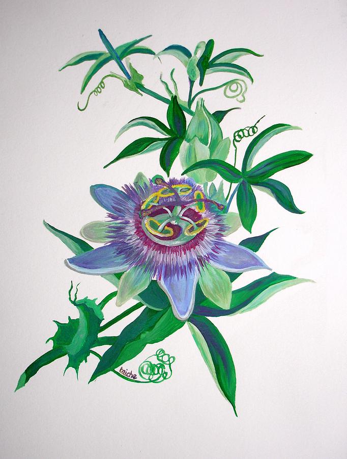 Passion Flower Painting by Taiche Acrylic Art