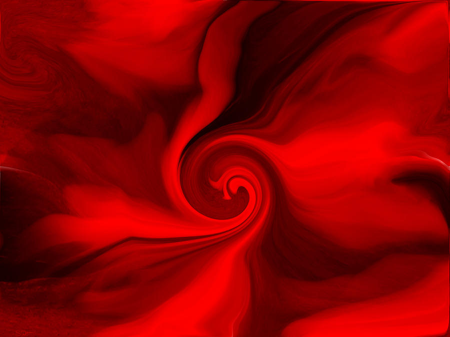 Abstract Digital Art - Passion for Red Petals by Abstract Angel Artist Stephen K