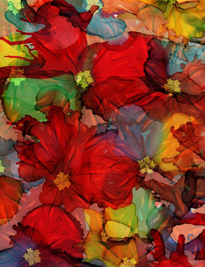 Abstract Mixed Media - Passion of Flowers by Klara Acel