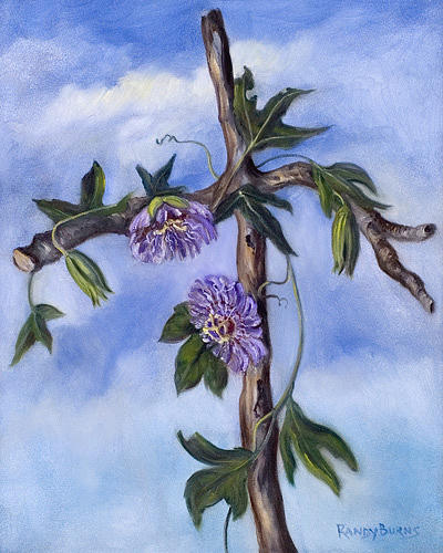 Passion Vine on a Cross Painting by Rand Burns