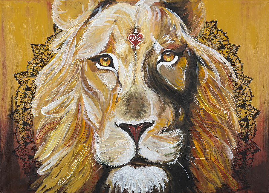 Lion Painting - Passion Warrior by Melinda Mahalo