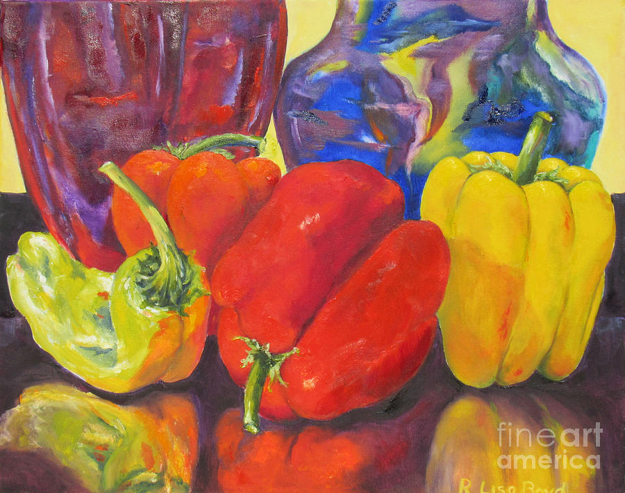 Passionate Peppers Painting by Lisa Boyd