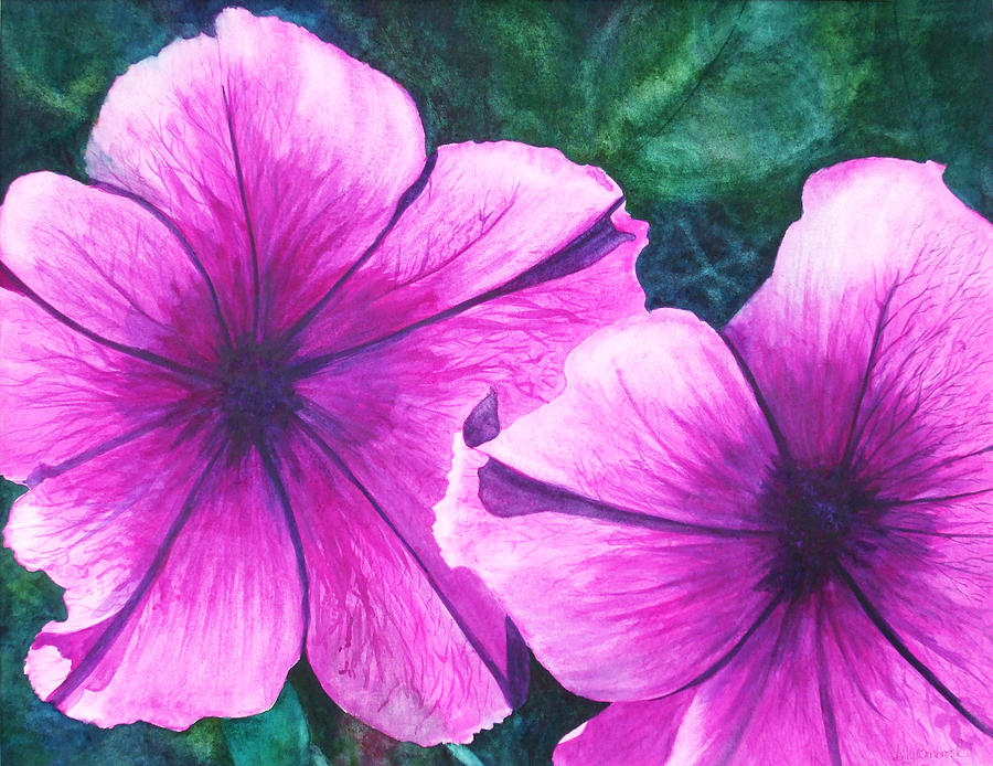 Passionate Petunias Painting by Ally Benbrook