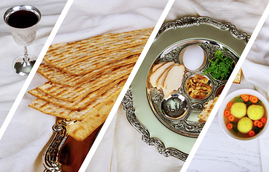 passover jewish food Pesach matzo and matzoh bread Photo collage different picture Photograph by ...