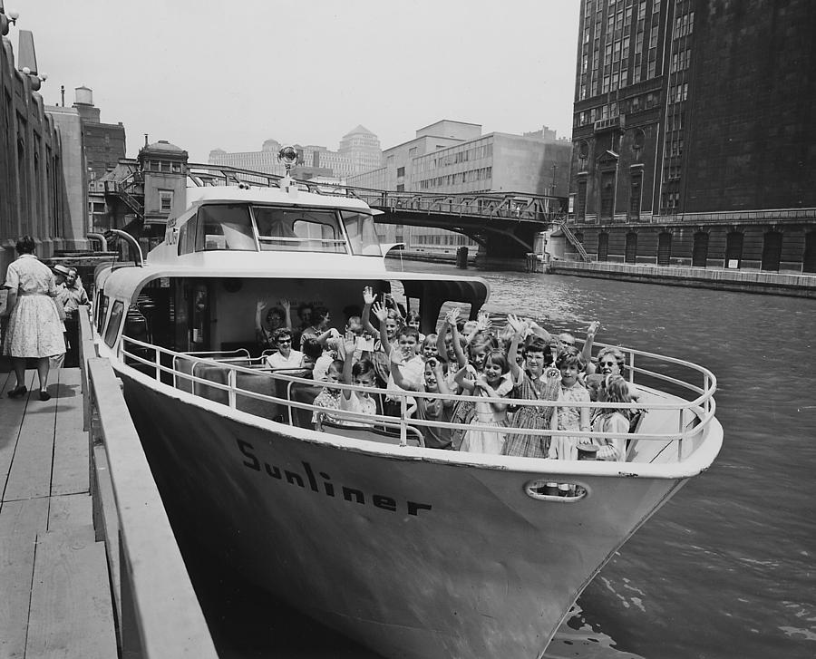 Passengers on Wendella Boat Deck 1962 Photograph by Chicago and North