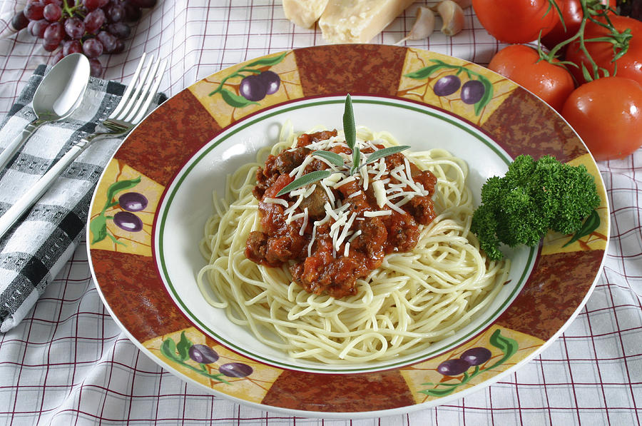 Grape Photograph - Pasta Dish with Meat Sauce by Jack Dagley