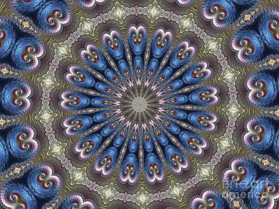 Pastel Abalone Shell Spiral Fractal Abstract Kaleidoscope Mandala k06 Digital Art by Rose Santuci-Sofranko