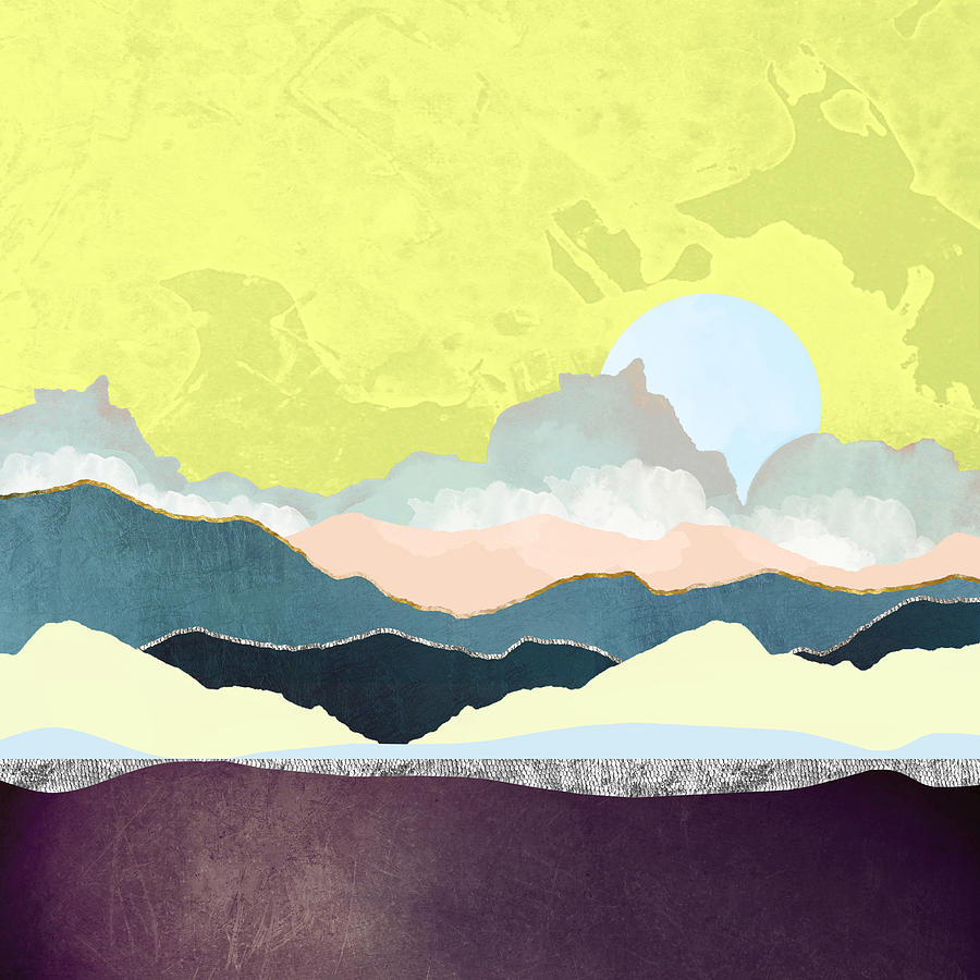 Mountain Digital Art - Pastel Afternoon by Spacefrog Designs