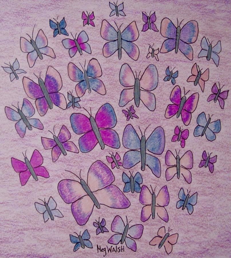 Pastel butterflies Drawing by Megan Walsh