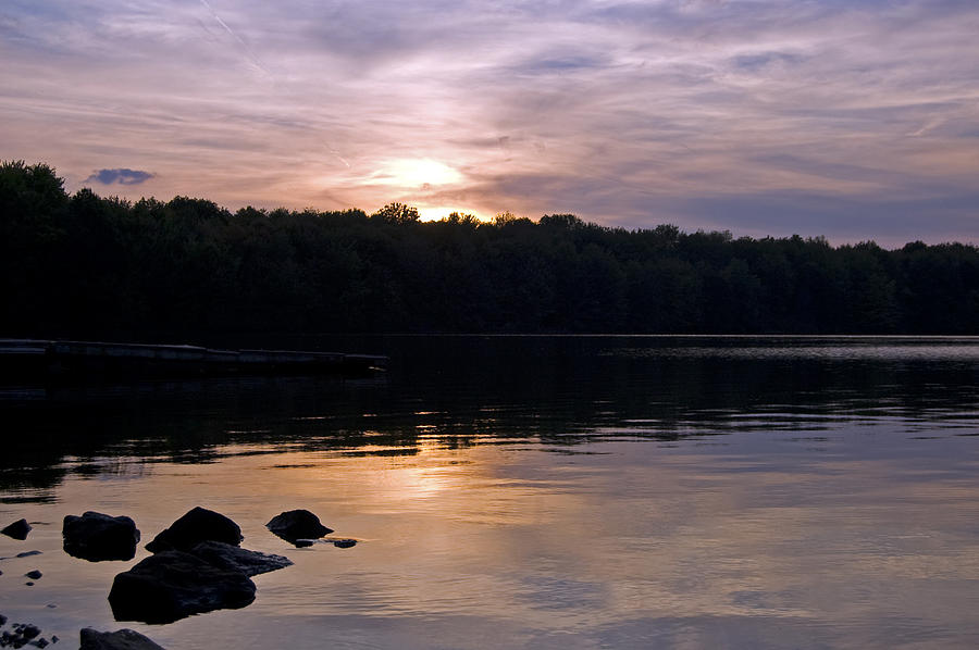 Nature Photograph - Pastel Evening Moraine State Park Pennsylvania by Kristen Vota