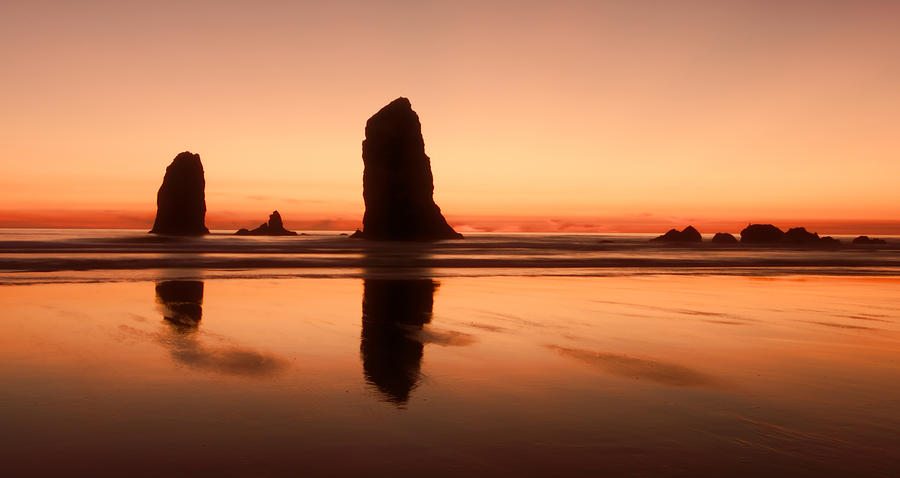 Pastel Evening on the Oregon Coast Photograph by Don Schwartz
