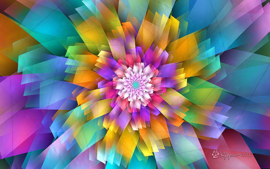 Abstract Digital Art - Pastel Fan Flower by Peggi Wolfe