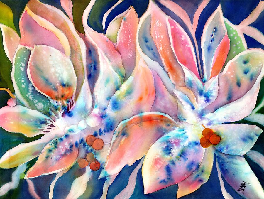 Pastel Lily Flowers Painting by Sabina Von Arx
