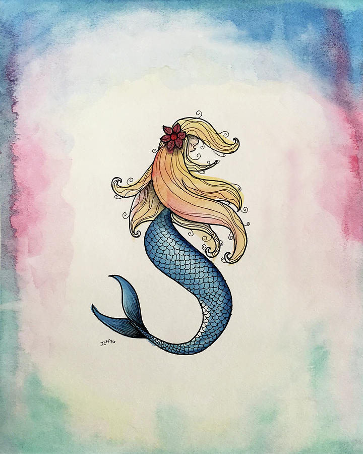 Pastel Mermaid Painting by J Olson LaF