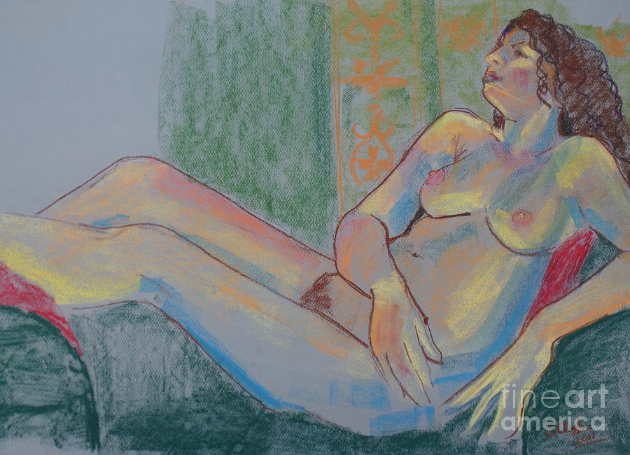 Pastel Nude Drawing by Joanne Claxton