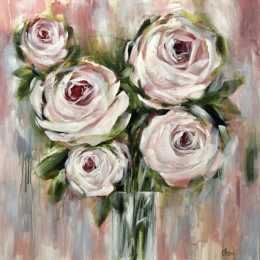 Pastel Pink Roses Painting by Chris Hobel