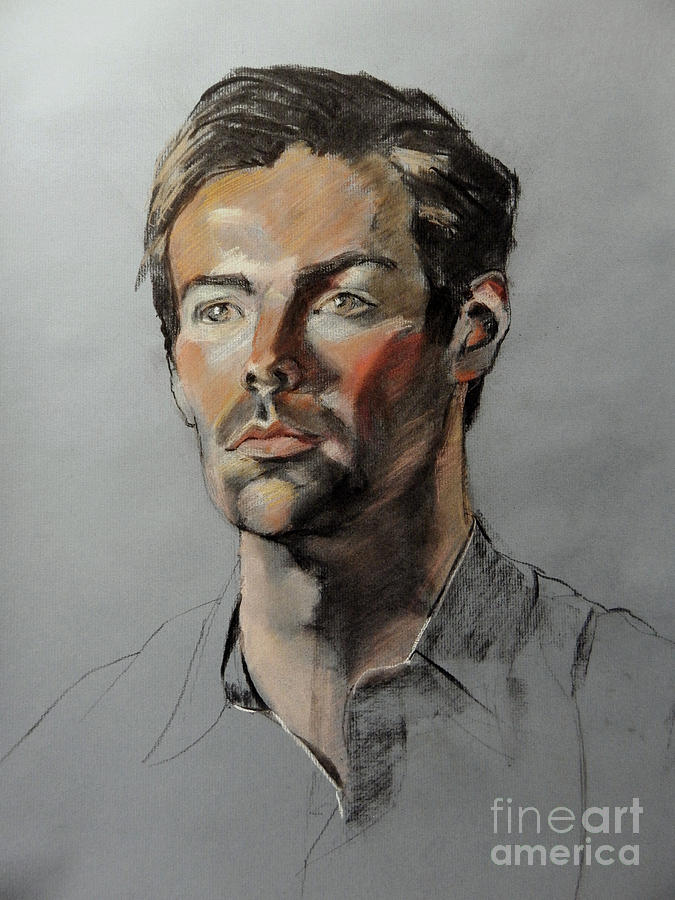 Pastel Portrait of Handsome Guy Painting by Greta Corens