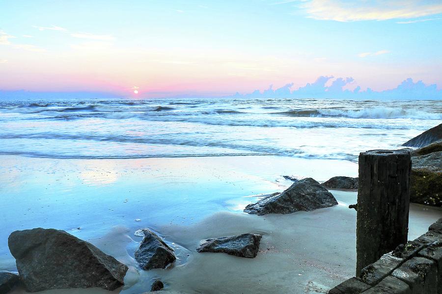 Pastel Sunrise Over Folly Beach Charleston South Carolina Photograph by Carol Montoya
