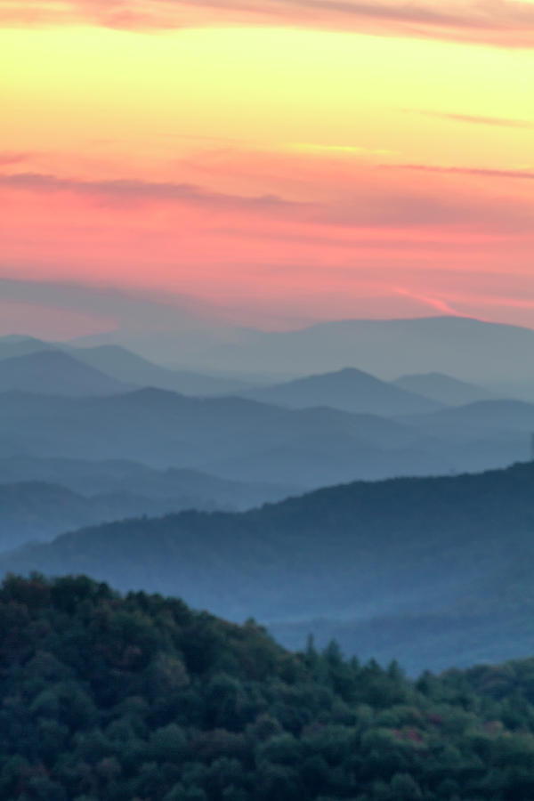 Pastel Sunset in the Smoky Mountains Photograph by Teri Virbickis