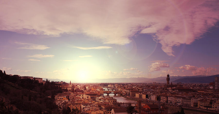 Florence Photograph - A Pink Florentine Sunset  by Christine Buckley