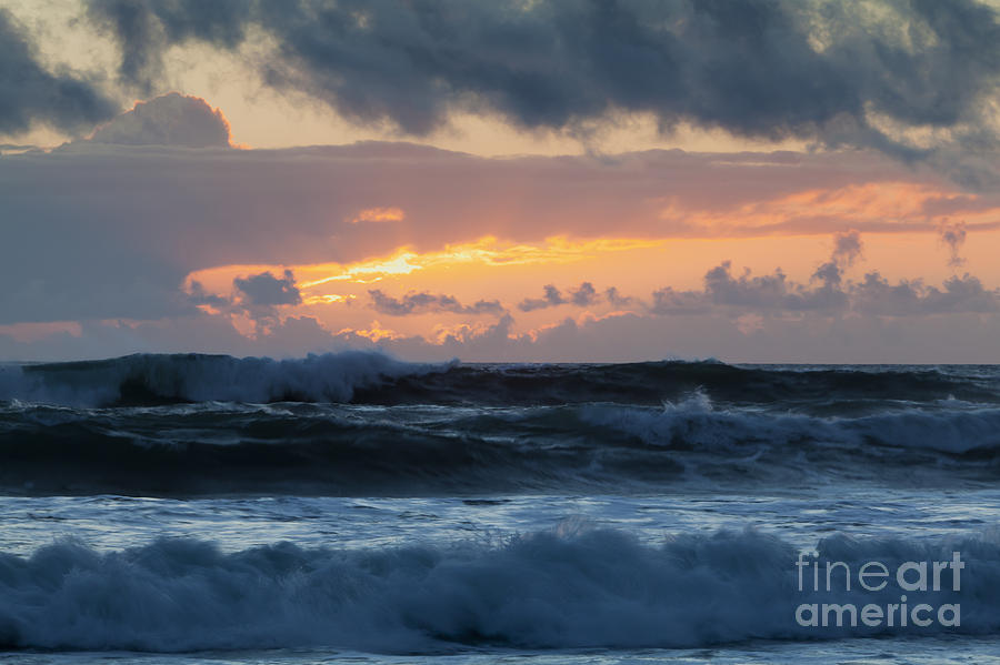 Sunset Photograph - Pastel Sunset Over Stormy Waves by Sharon Foelz Sunset Photograph - Pastel Sunset Over Stormy Waves by Sharon Foelz