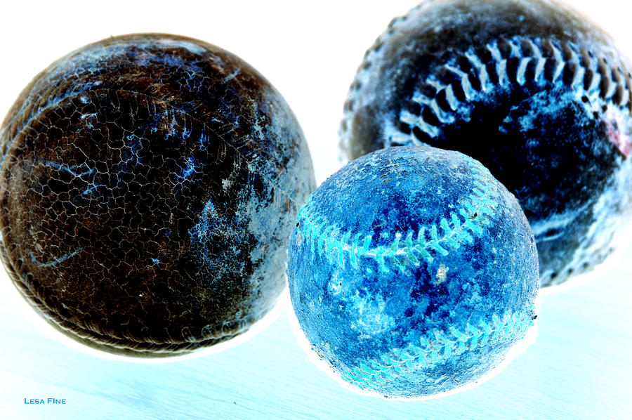Pastimes Baseball and Softballs Inverted Mixed Media by Lesa Fine