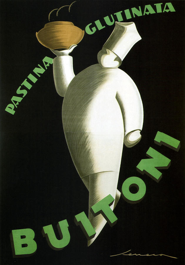 Pastina Glutinata Buitoni - Chef with a Steaming Bowl - Vintage Advertising Poster Mixed Media by Studio Grafiikka