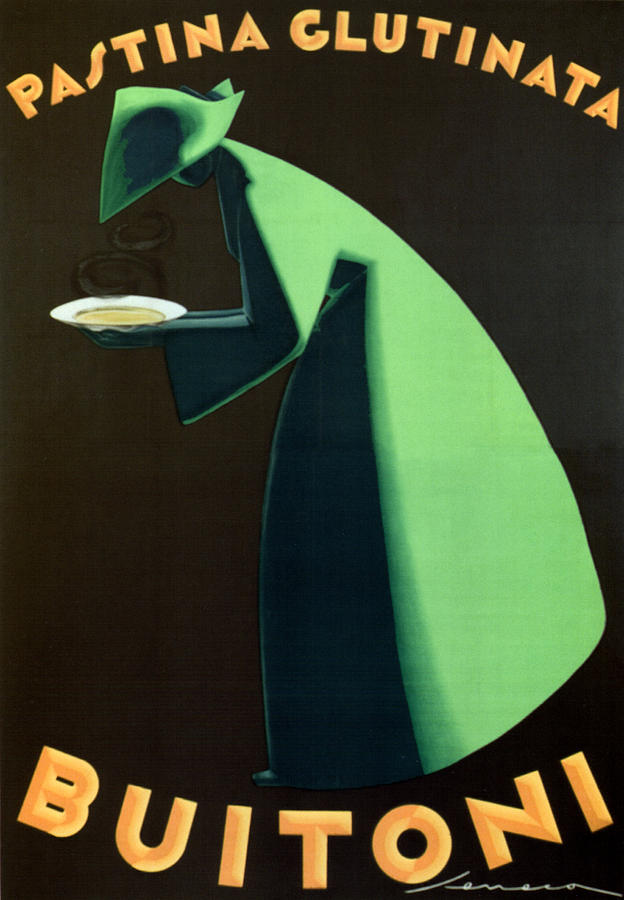 Pastina Glutinata Buitoni - Chef with Green Gown - Vintage Advertising Poster Mixed Media by Studio Grafiikka