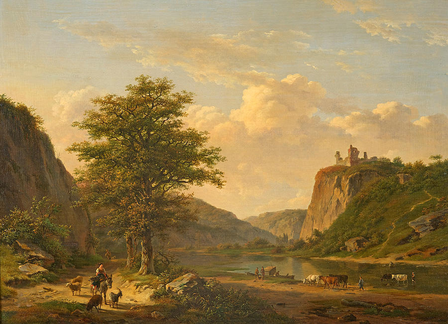 Pastoral landscape Painting by Jan Baptiste de Jonghe