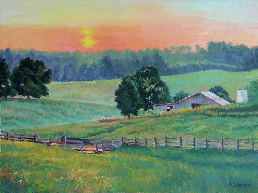 Impressionism Painting - Pastoral Sunset by Keith Burgess