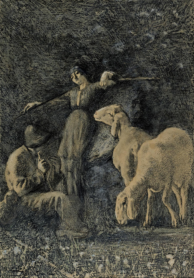 Pastorale Drawing by Giovanni Segantini